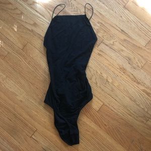 Rehab Black Bodysuit with Laceup Back - large